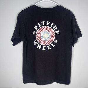 00s Spitfire Wheels Swirl Logo Black Skate Sk8 T-Shirt Youth Size XL